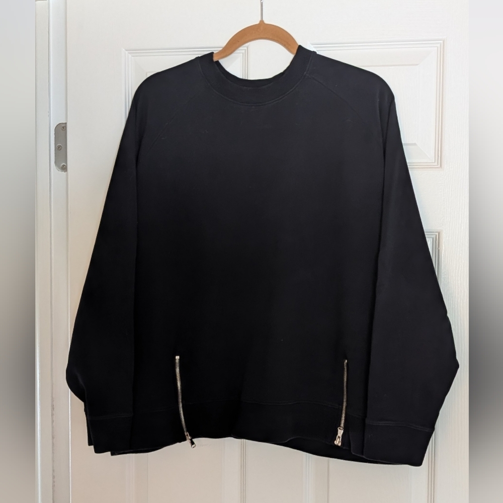 Universal Standard Black Sweatshirt With Zipper Details, Size M (18-20)
